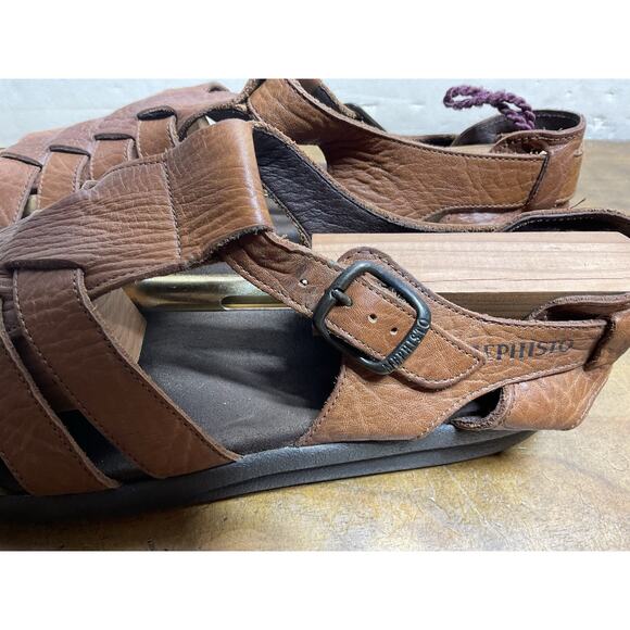 Mephisto Sam Fisherman Sandals Mens 44 US 10.5/11 Brown Leather Closed Toe Shoes - Picture 6 of 11